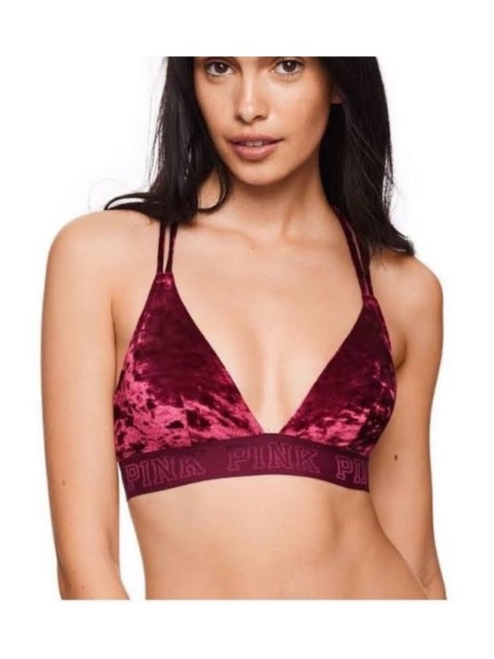 PINK Victoria's Secret Velvet Triangle Bralette Size XS/Smal